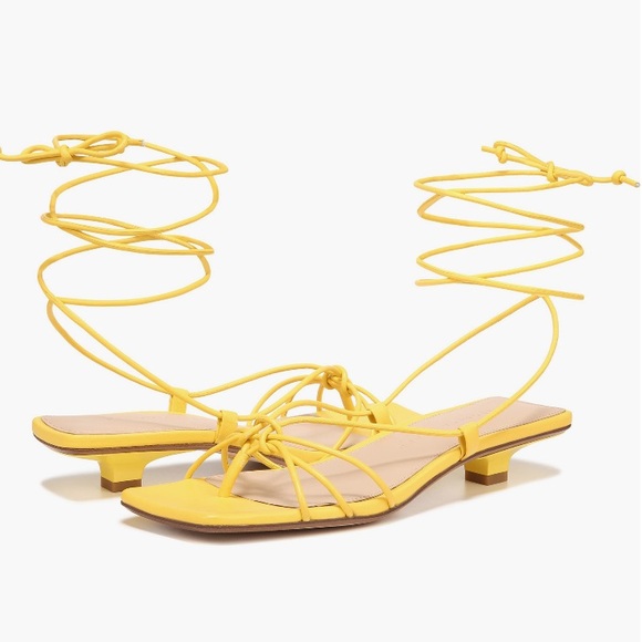 Veronica Beard, foley ankle tie sandal, yellow (pineapple color) - Picture 2 of 7
